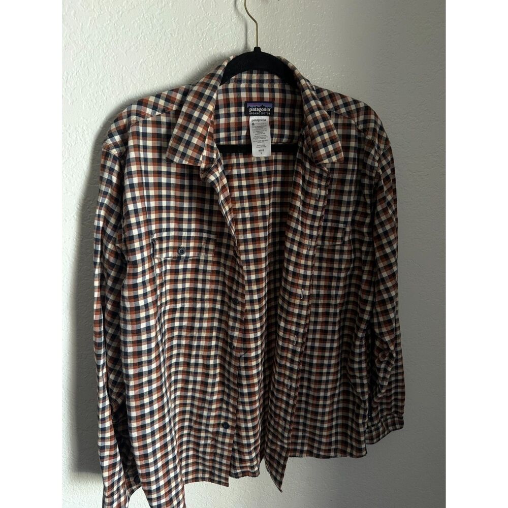 Patagonia Organic Cotton Plaid Flannel Shirt Men's Large Long Sleeve Button Up